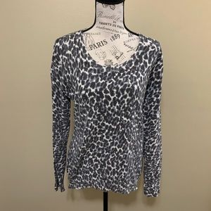 Merona Gray Animal Print Long Sleeve Sweater Top